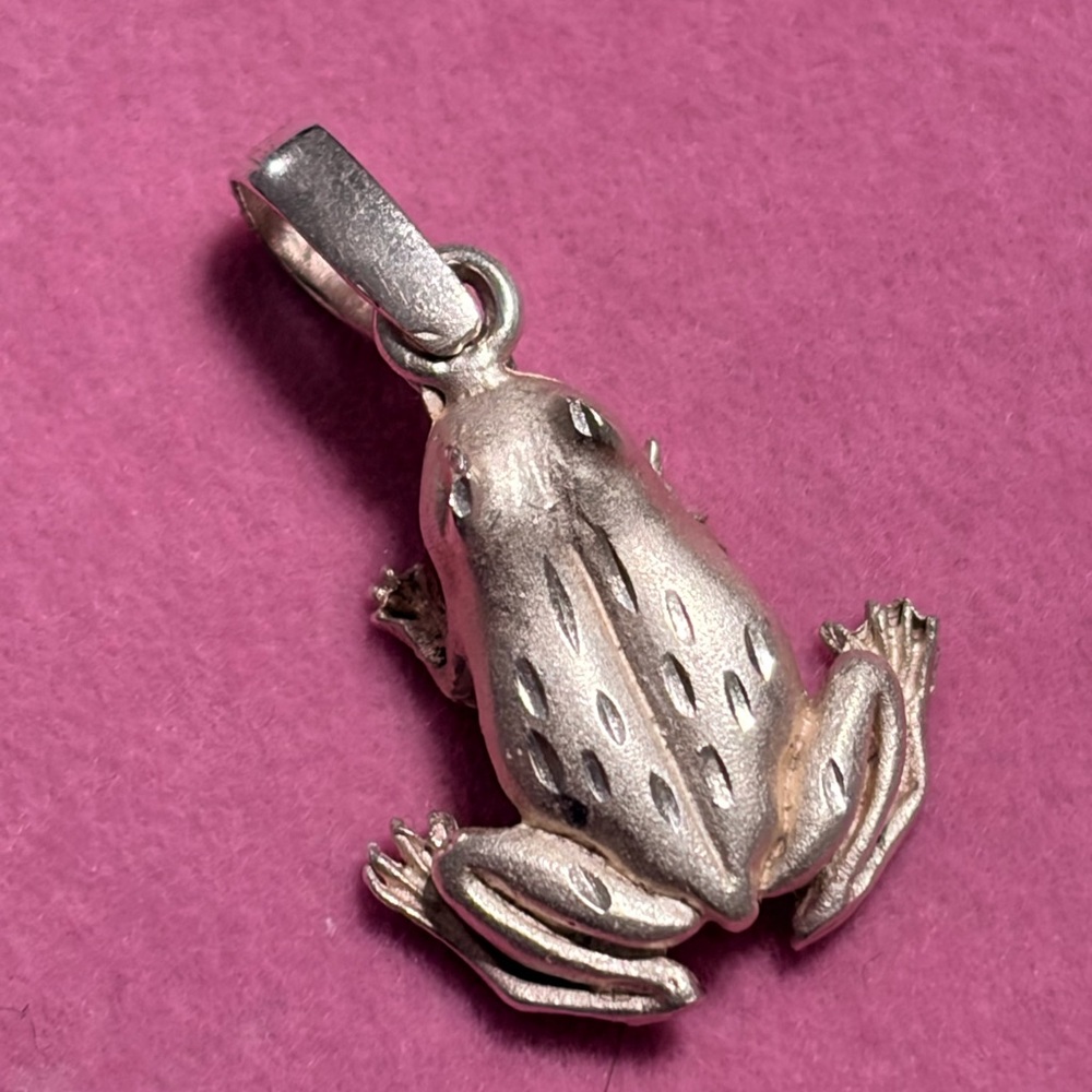 Sterling Silver Frog Pendant on a sterling silver chain